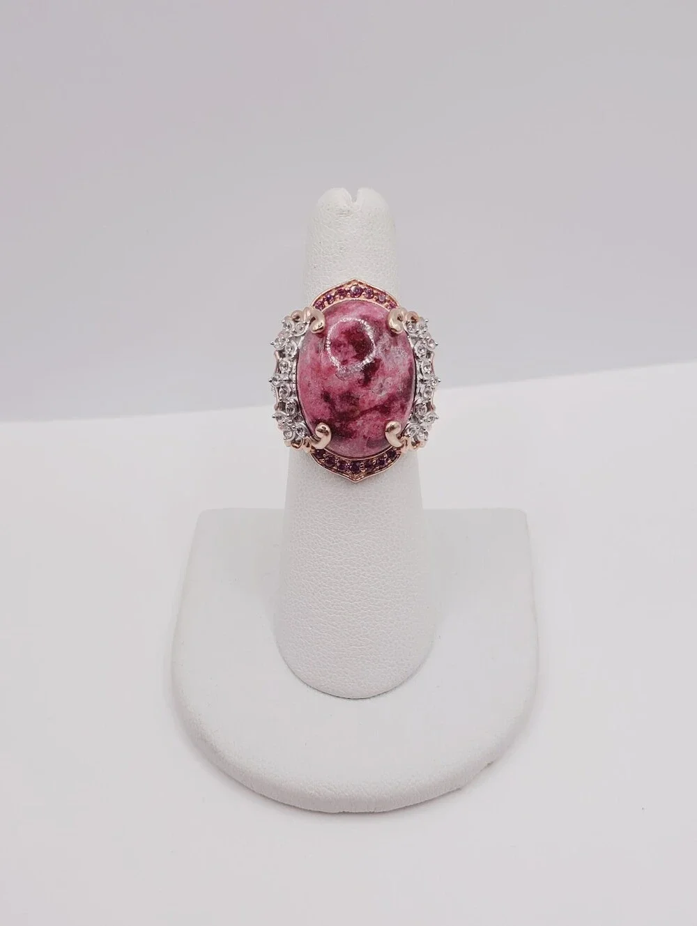 Norwegian Thulite Rose Gold - Platinum - 925 Sterling Silver Statement Ring